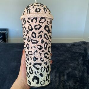 Rhinestone leopard tumbler.